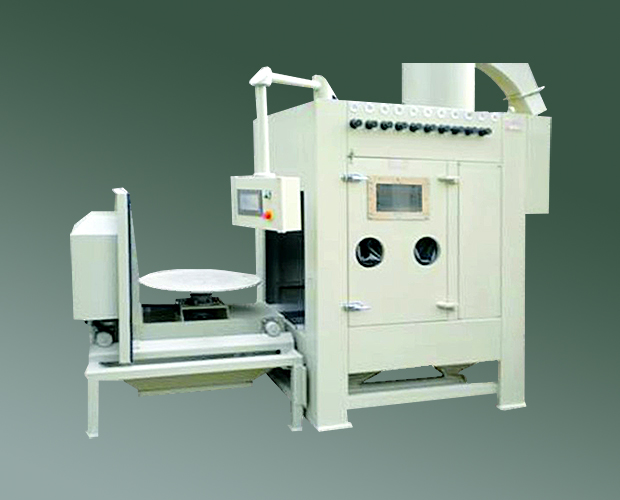 石英坩堝專用噴砂機，電動轉(zhuǎn)臺自動噴砂機